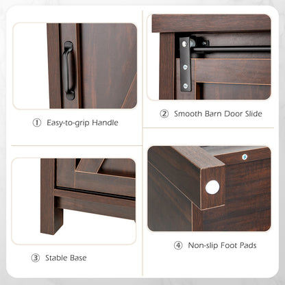 Kast – Opbergkast – Bijzetkast – Nachtkastje – Bruin – Schuifdeur – 4 Compartimenten – Hoogwaardig Spaanplaat – Compact Design