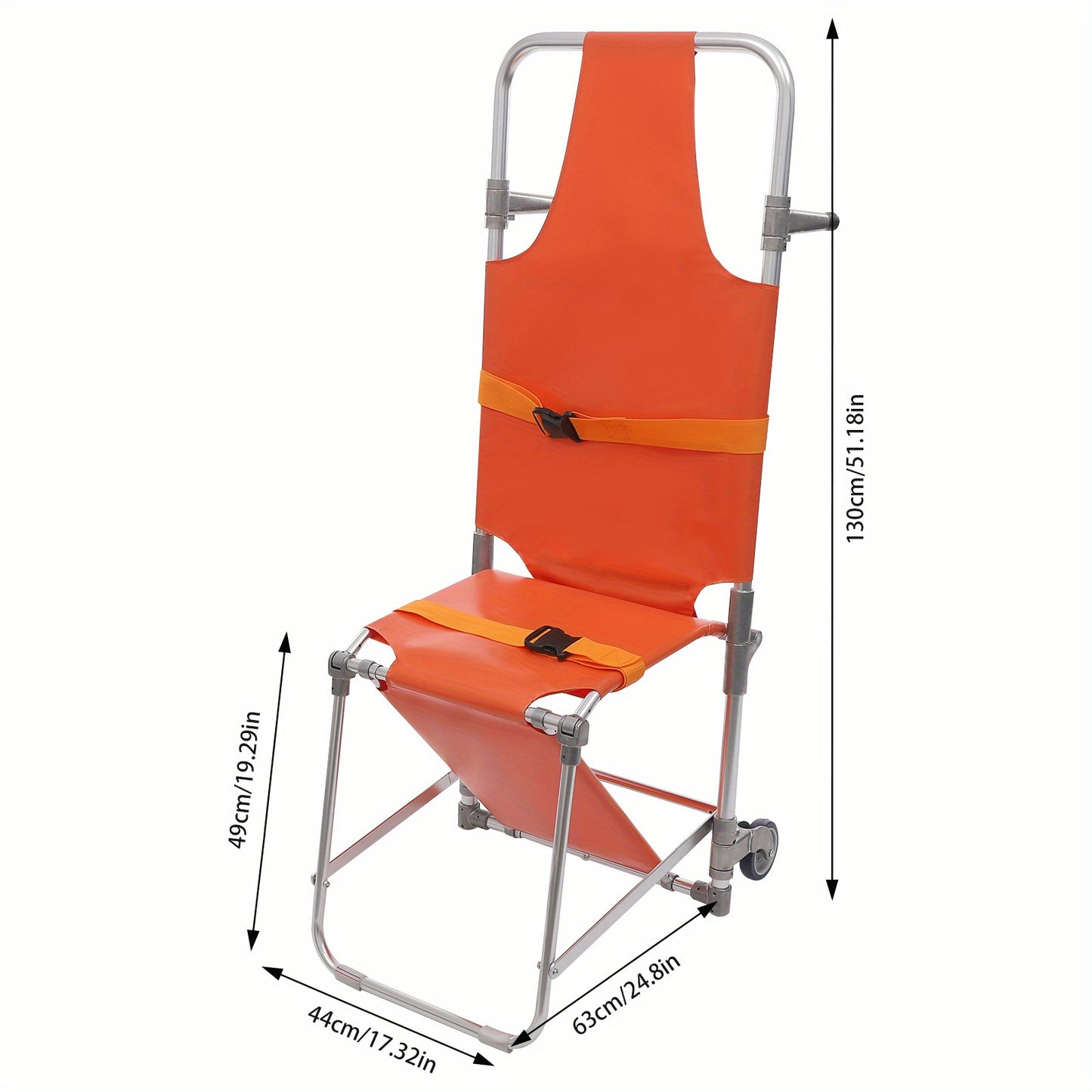 Heavy-Duty EMS Traptstoel – Ambulance Stoel – Draagbaar Stretcher – Reddingsstoel – Medische Transportstoel – Extra Stevig Aluminium – Draagvermogen 159 KG – 4 Wielen Met Veiligheidsgordels