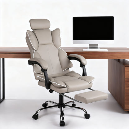 Gamingstoel – Gamestoel – Gaming Chair – Game Stoel – Bureaustoel – Ergonomisch Design – Verstelbare Lendensteun & Neksteun – Zwart-Wit