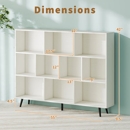 10-Cube Boekenkast – Boekenkast – Opbergkast – Rek – Displaykast – Wit – Mid Century Modern Design – Met 5 Tapered Metalen Poten – Anti-Kantel Veiligheid