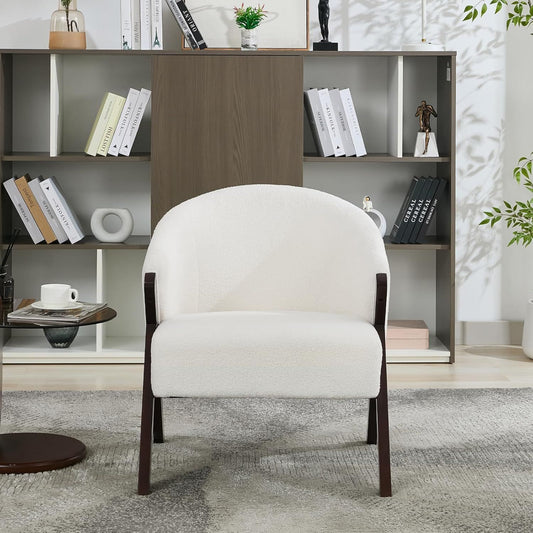 Easy Assembly Lounge Chair - Minimalist Upholstered (No Soft) Reading Side Chair Suitable for Bedroom & Living Room, Wood Frame, Compact, Easy Maintenance, Comfortable Seating