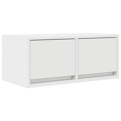 2pcs White Modern Minimalist Floating TV Stand with Storage - Heavy-Duty Hardwood Construction, Wall-Mounted Media Console with Open & Closed Shelving, Space-Saving Design for Flat-Screen TVs, Cable Management System, Easy As