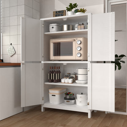 Opbergkast – Bergkast – Voorraadkast – Dressoir – Witte Kast – Moderne 4-Deurs Kast – Verstelbare Planken – Compact 60x30x110 cm – 3,2+ Kubieke Voet – Stevig en Duurzaam – Gebruiksklaar Zonder Elektriciteit