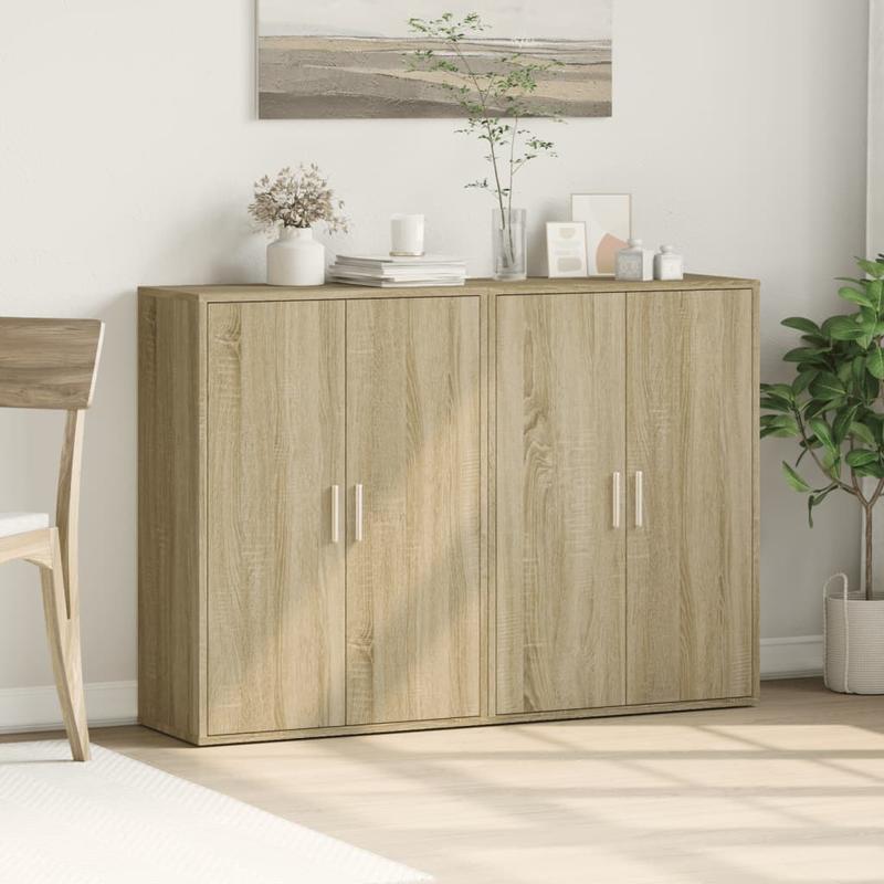 Sideboards (2pcs). Sonoma oak, 60 x 31 x 84cm. This storage cabinet offers ample storage space for neatly storing various items and keeping your room organized.