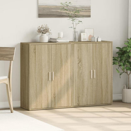 Sideboards (2pcs). Sonoma oak, 60 x 31 x 84cm. This storage cabinet offers ample storage space for neatly storing various items and keeping your room organized.