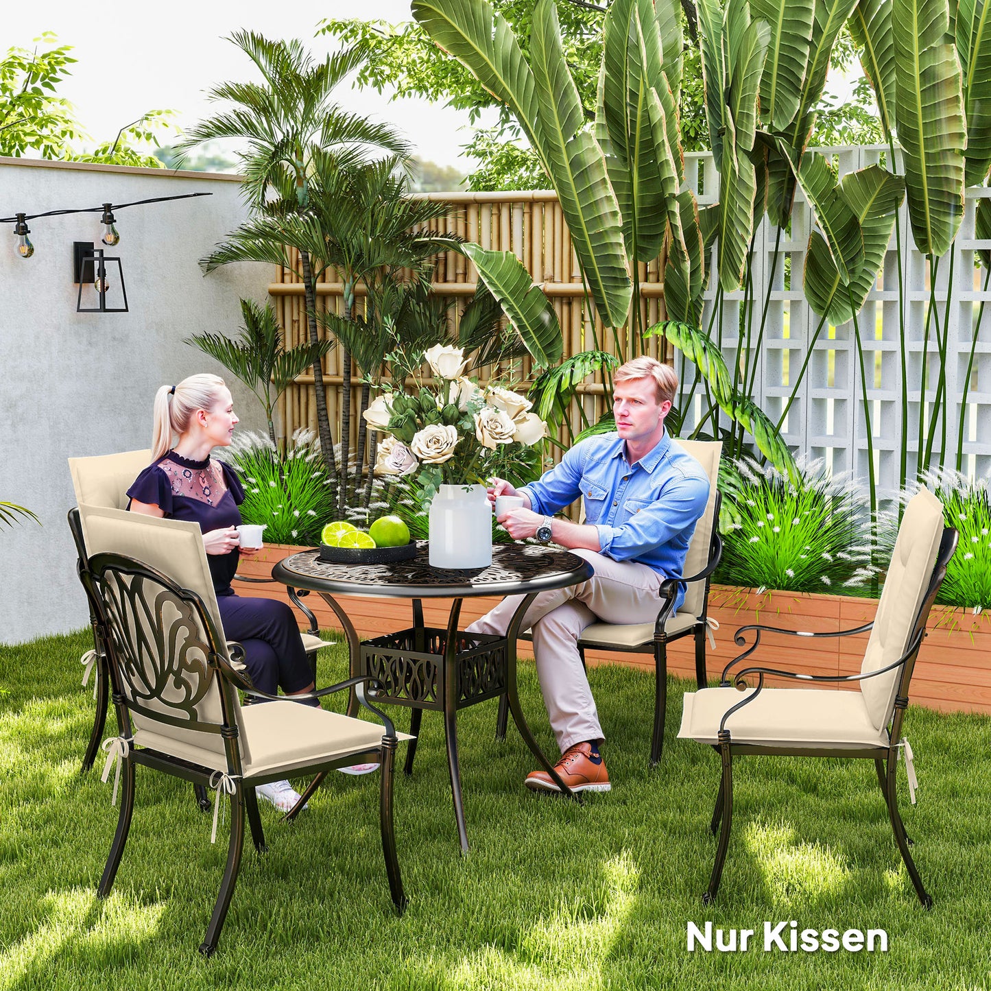 Tuinkussens – Stoelkussens – Zitkussens – Tuinstoelkussens – Kussen Set Beige – 108 x 50 x 5 cm – Water- en UV-bestendig Polyester