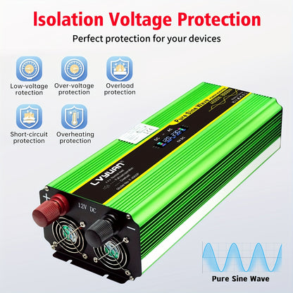 24V Omvormer – Spanningsomzetter – Inverter – Converter – Stroomomvormer – Hoge Vermogen 4000W – Stabiele 220-240V Output – Variant Groen