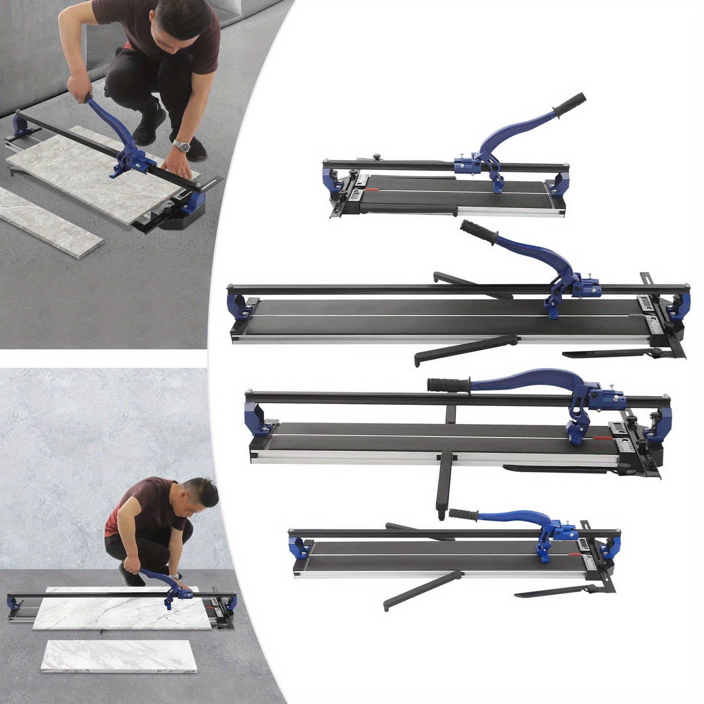InSyoForeverEC 1pc Manual Tile Cutter - 60cm/80cm/100cm/120cm, Blue & Black, Heavy-Duty Metal Blade for Precise Tile Cutting, DIY & Professional Use, Construction Tool, Robust Tool Design, Durable Construction