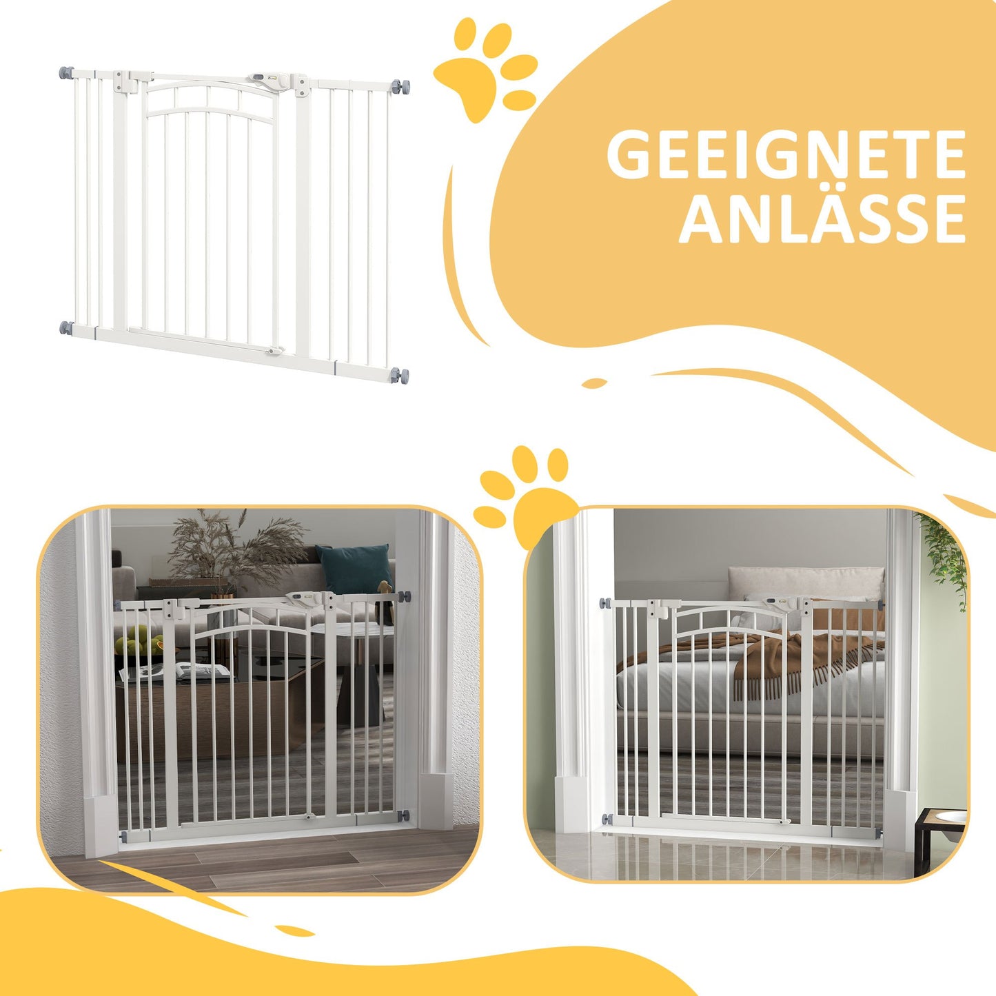 Veiligheidshek Hondenhek Traphekje Huisdierhek Kinderhek Hek voor Honden – Wit – Automatisch Sluitend – Eenvoudige Montage Uitbreidbaar