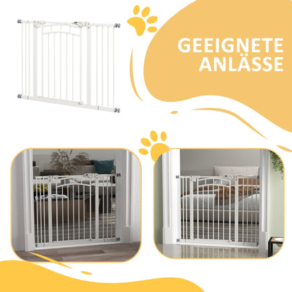 Veiligheidshek Hondenhek Traphekje Huisdierhek Kinderhek Hek voor Honden – Wit – Automatisch Sluitend – Eenvoudige Montage Uitbreidbaar