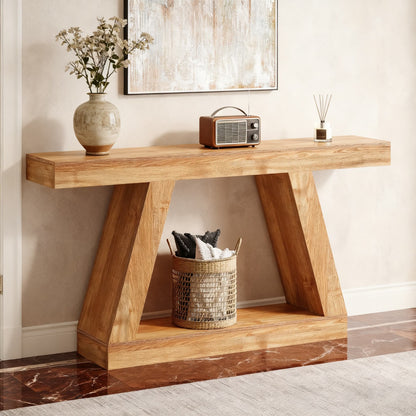 Houten Sidetable – Sidetable – Haltafel – Wandtafel – Console Table – Natuurlijk Bruin – 140 cm Breed – Stevig Geperst Hout