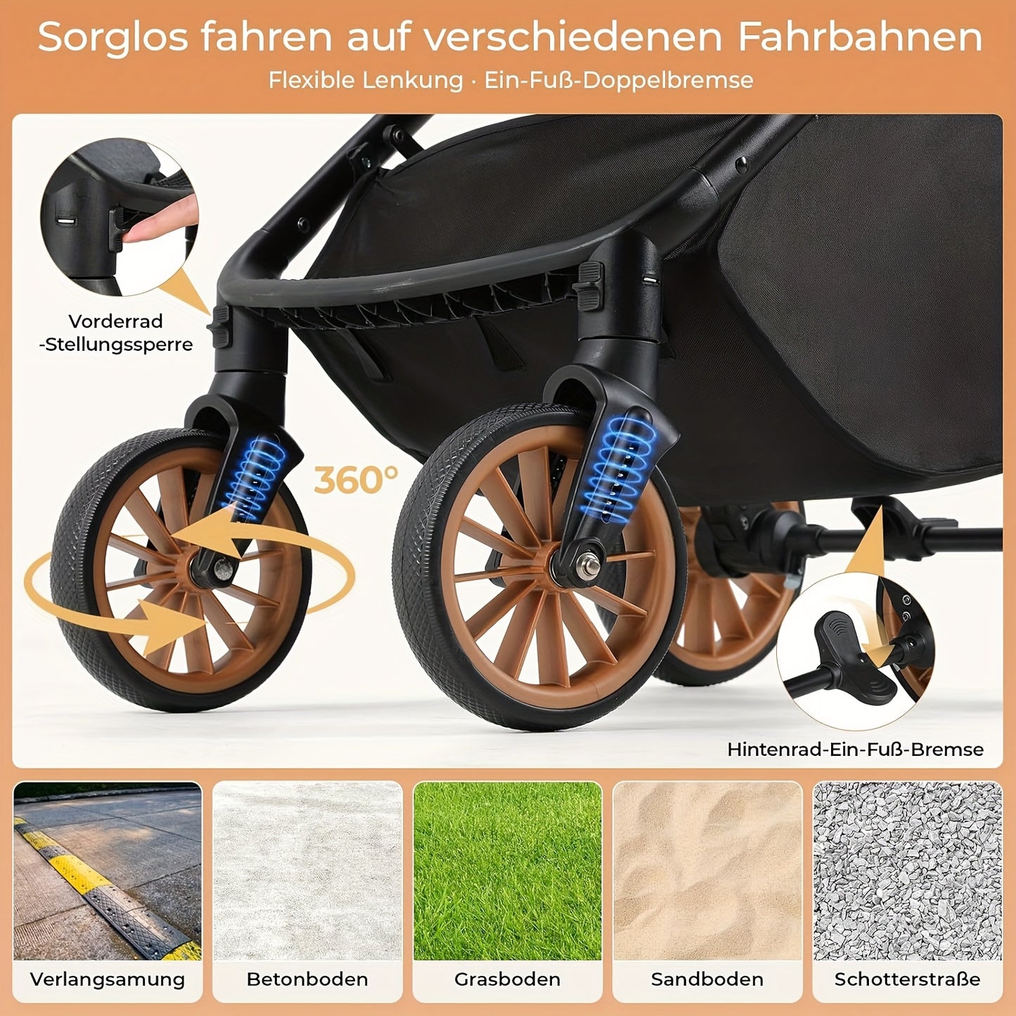 Hondenbuggy – Dierenwagen – Huisdierenwagen – Wandelwagen – Hondenkar – Opvouwbaar – Verstelbare Duwstang – Schokdempers – Aluminium & Carbonstaal – Draagvermogen 24,95 kg