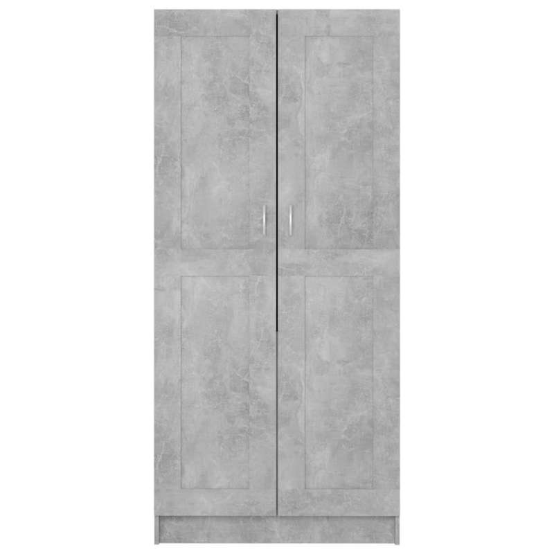 Kast – Kledingkast – Opbergkast – Bergkast – Garderobekast – Beton-grijs – Behandeld Hout – 82,5x51,5x180 cm – Vrijstaand – Weerbestendig