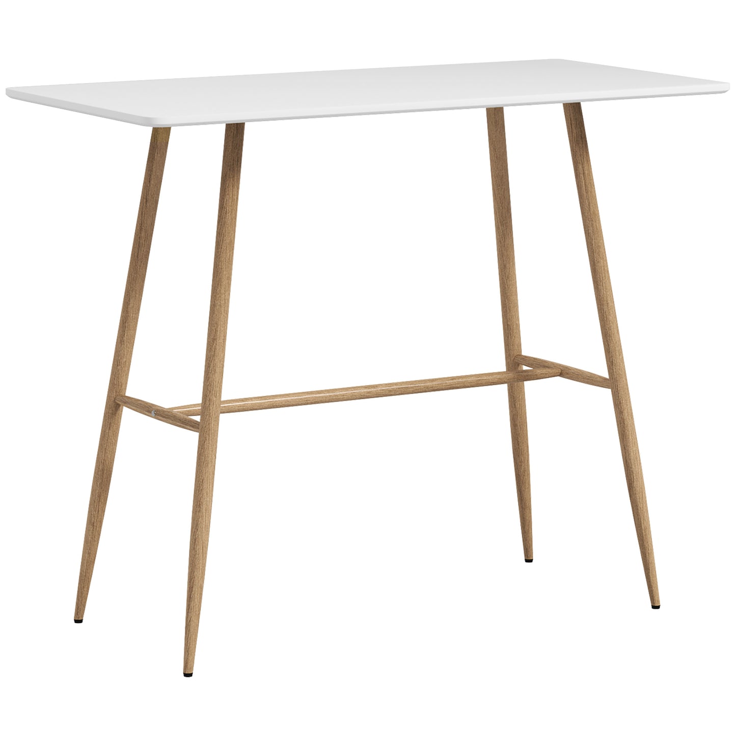 Hoge Bartafel – Barkruk Tafel – Bar Eettafel – Sta Tafel – Bistrotafel – Wit Houtstructuur Blad – Stalen Poten – Compact 120x60x98 cm – Geschikt Voor 4 Personen