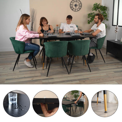 Uitschuifbare Eettafel – Tafel – Eetkamertafel – Uitklapbare Tafel – Industriële Eettafel – Voor 4-6 Personen – Stalen Frame Zwart-Goud – Anti-Roest & Waterbestendig