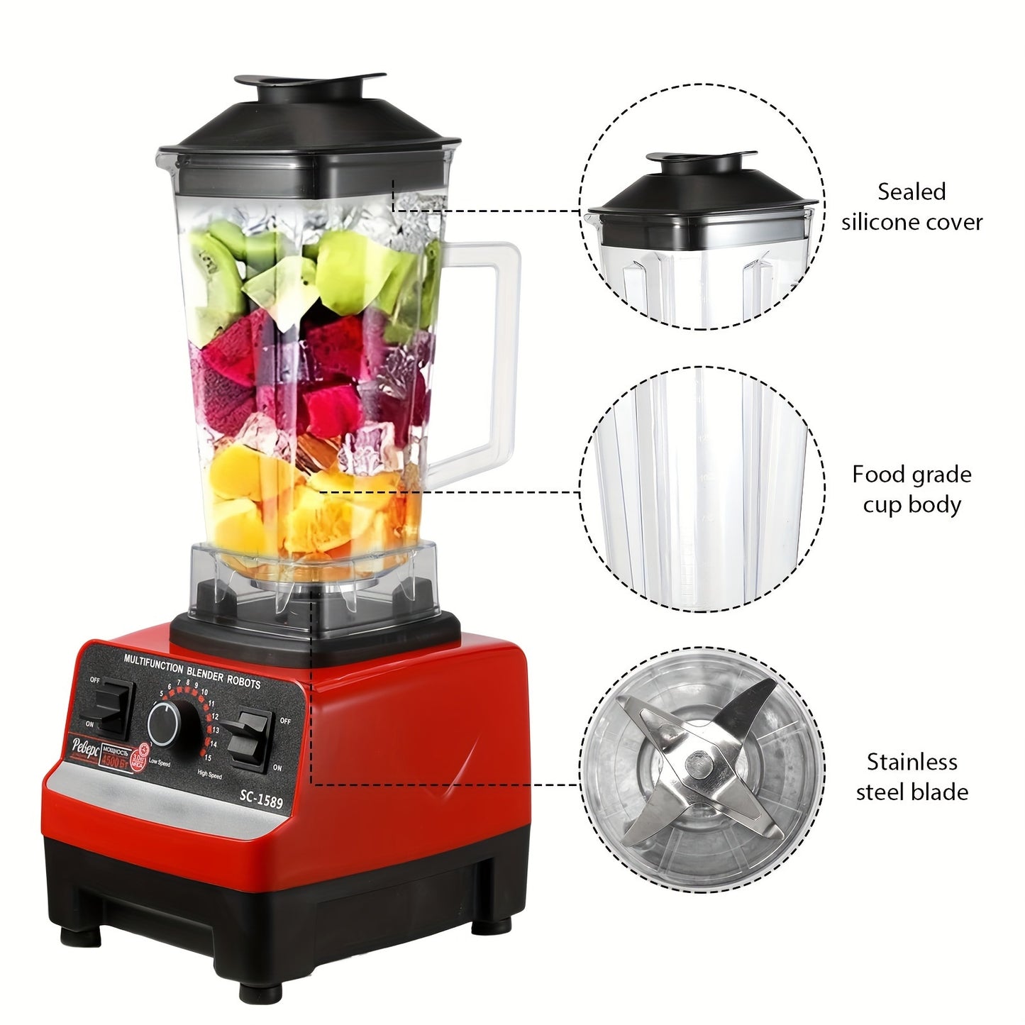 Blender – Smoothie Maker – Powerblender – Professionele Blender – To Go – 2000W Motor – Roestvrijstalen Messen