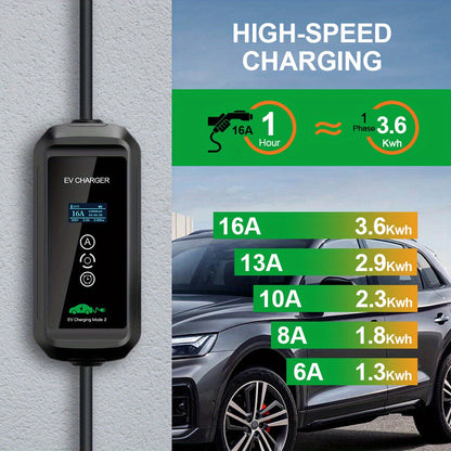 EV Charger 16A 3.6KW Type 2 Charging Wallbox Electric Vehicle Hybrid Car Cable 5m