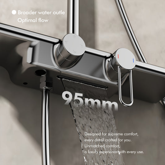 Doucheset – Douchegarnituur – Regendouche – Douchekop – Handdouche – Watervaluitlaat – 400mm Opbergbak – Chrome Afwerking