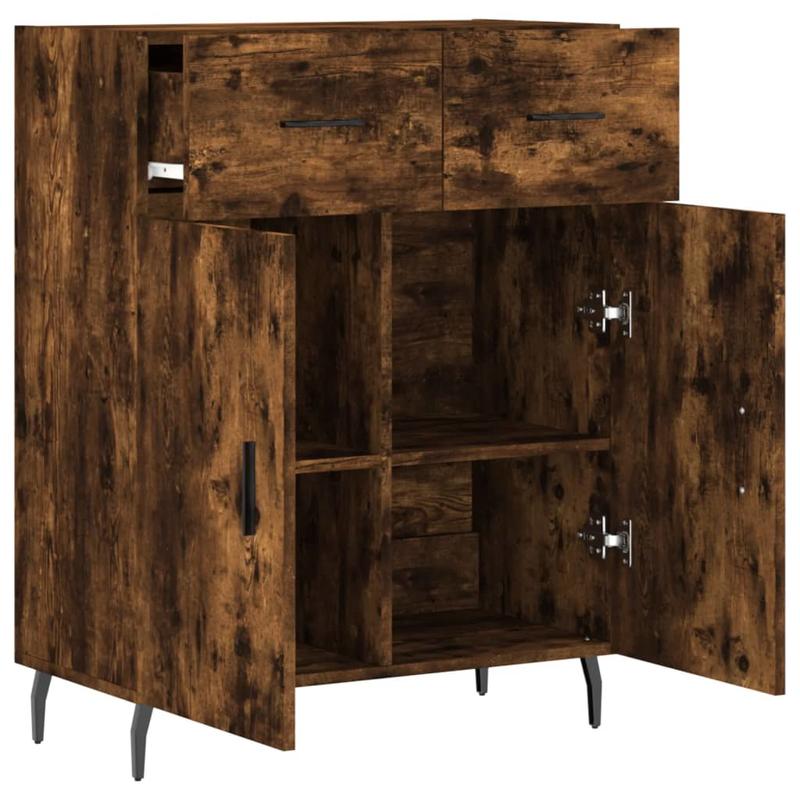 Classic Hardwood Dining Cabinet with Lockable Doors - 69.5x34x90cm Large Core Board Storage Sideboard, Finish, No Electricity Needed