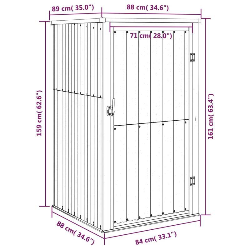 Tuinhuis – Tuinkast – Opbergbox – Buitenopslag – Tuinberging – Gegalvaniseerd Staal – Afmeting 88x89x161 cm – Bruin