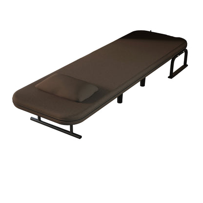 Slaapstoel – Slaapbank – Logeerbed – Slaapfauteuil – Zetelbed – Verstelbare Rugleuning 5 Standen – Stevig Metalen Frame – Ruimtebesparend – Direct Gebruiksklaar – Bruin
