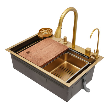 Sink 68cm- Golden, Stainless Steel Golden Rectangular Sink for Kitchens, Restaurants, Cafes, Bars, Hotels