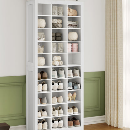 Schoenenkast – Vrijstaande Schoenenkast – Schoenenopberger – Schoenrek – Schoenmeubel – Witte Kleur – 30 Paar Schoenen – Ruimtebesparend Design