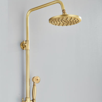Antique Brass Bathroom Shower Mixer Taps Dual Outlet Head Round Bathroom Set, 2Jet Types Multi-Function Handheld Shower With Adjustable Height Overhead Rainfall Shower And 360° Rotating Tap For Bathroom, Multifunctional Hand