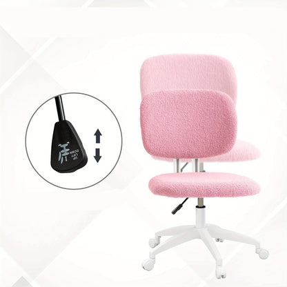 Bureaustoel – Kantoorstoel – Office Chair – Draaistoel – Bureaustoelen – Verstelbaar in Hoogte – Ergonomisch Zonder Armleuningen – Roze Polyester