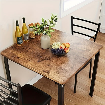 Eettafelset – Eethoek – Keukentafelset – Zitgroep – Meubelset – Compact Design – Hardhout en Metaal – 3-delig – Voor 2 Personen