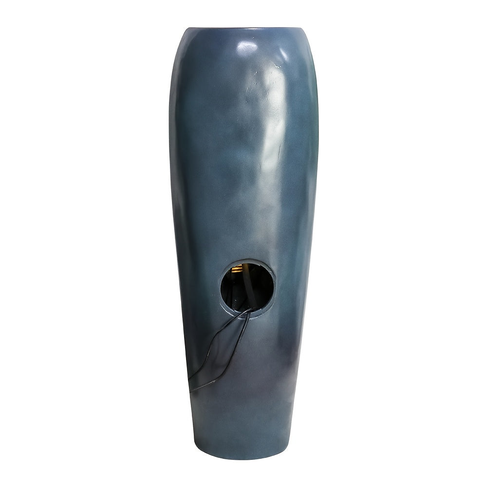 98cm Modern Elegant Glass Fountain with Soothing Water Flow - Blue-Green Indoor/Outdoor Water Feature for Home Garden, Patio, Office - Self-Contained Design, No Batteries/Electrical Connection, Durable & Low-Maintenance Decor