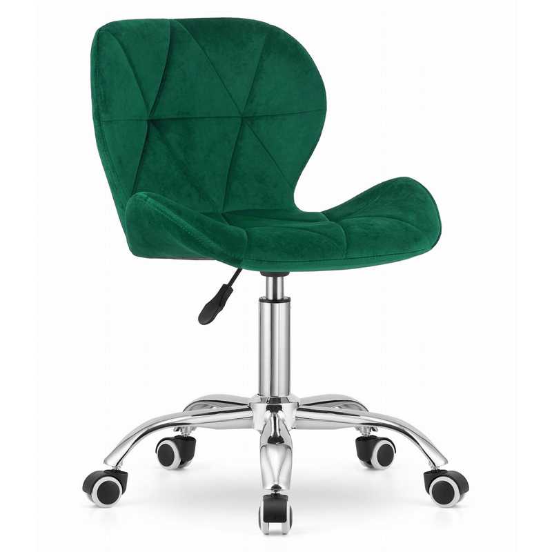 Bureaustoel – Draaifauteuil – Office Chair – Stoel – Bureau Stoel – Donkergroen Velvet – Verstelbare Zithoogte – Verchroomde Basis