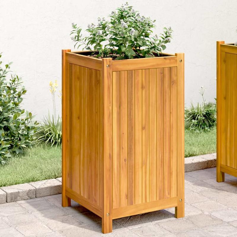 Bloemrek – Plantenstandaard – Bloemenstandaard – Plantenrek – Bloemhouder – Acaciahouten Afdekking – Compact Formaat 42x42x75 cm