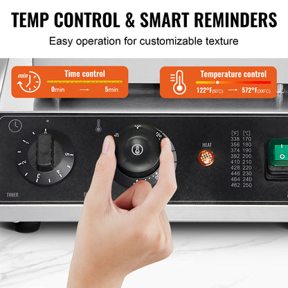 Wafelmaker – Wafelijzer – Wafelapparaat – Wafelmachine – Rechthoekige Wafels – 2000W Vermogen – RVS Behuizing Met Instelbare Temperatuur