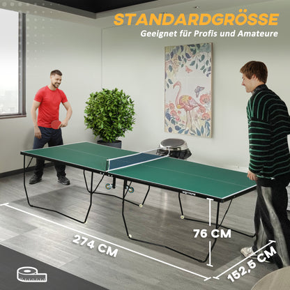 Tafeltennistafel – Pingpongtafel – Tafeltennisbord – Inklapbare Tafel – Speeltafel – Inklapbaar Design – 8 Wieltjes Voor Makkelijk Verplaatsen – 274x152,5x76 cm – Robuust IJzeren Frame – Inclusief Peddels En Ballen – Groen