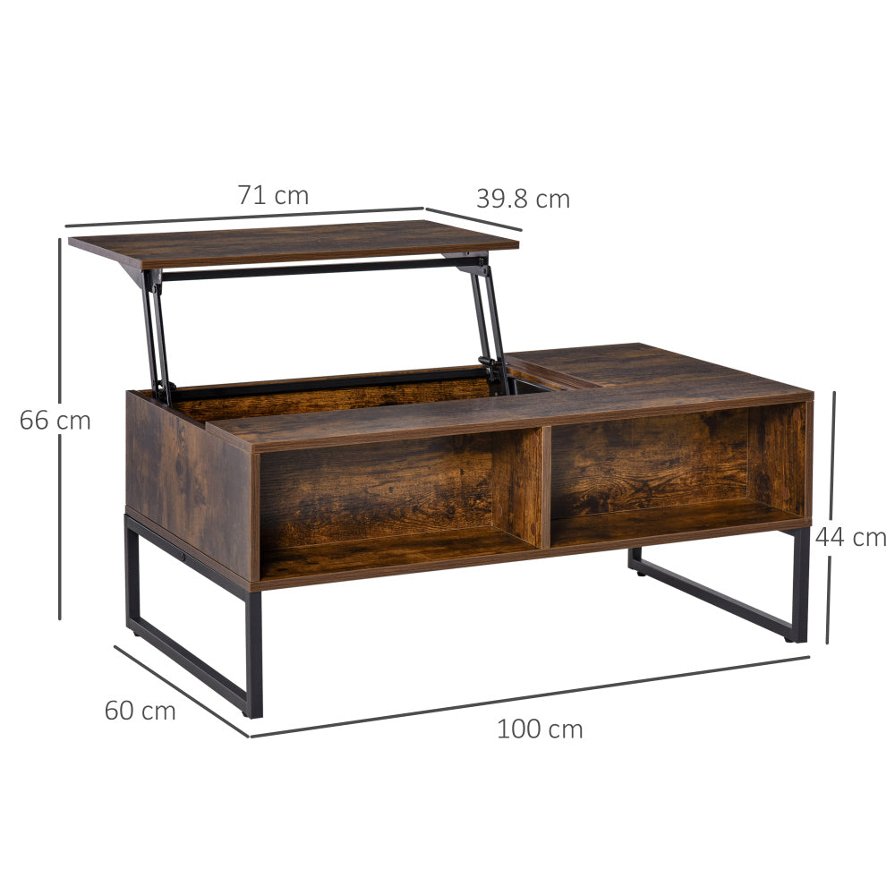 Salontafel – Koffietafel – Woonkamertafel – Bijzettafel – Tafel – Verstelbaar Lift-Top Blad – Verborgen Opbergruimte & Uitschuifbare Lade – Modern Spaanplaat Met Metaal – 100x60x44 cm