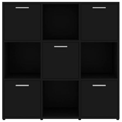 Zwarte Houten Boekenkast – Boekenkast Meubel – Staande Plank – Opbergrek – Wandkast – 90x30x90 cm – 6 Vak Compartimenten – Vrijstaand Modern Design
