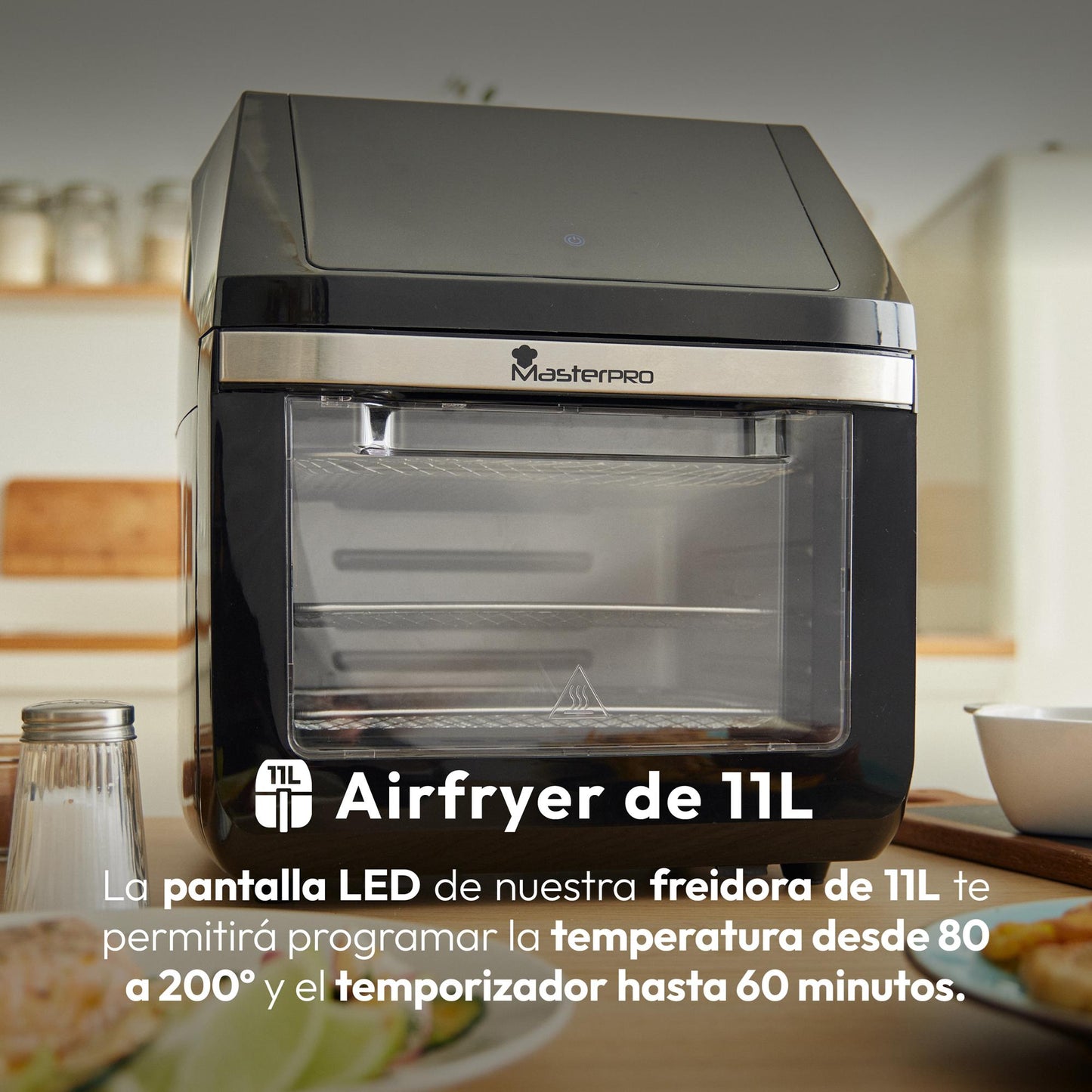 Airfryer – Heteluchtfriteuse – Airfryer Oven – Vetarm Koken – Digitale Touchscreen – 11L Inhoud – 1800W Vermogen – Temperatuur Instelbaar 80-200°C