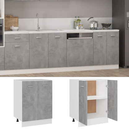 Onderkast – Opbergkast – Kastje – Ladekast – Dressoir – Betongrijs – Hardhout – 60x46x81,5 cm – Industrieel Design