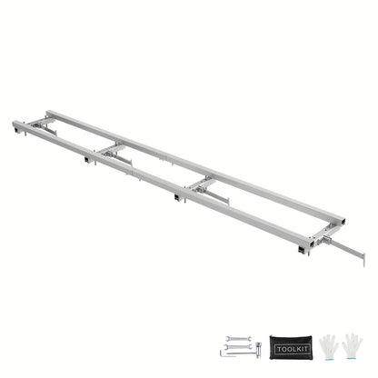 railsysteem slijptol – geleidingsrail zaagsysteem – kettingzaag geleiderail – houtzaag geleidingssysteem – zaagmal rail – aluminium constructie – 274 cm lengte – verstelbaar en stabiel