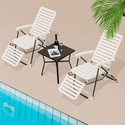 Ligstoel – Zonnebed – Tuinstoel – Relaxstoel – Strandstoel – 7-Posities Verstelbaar – Weerbestendig Wit