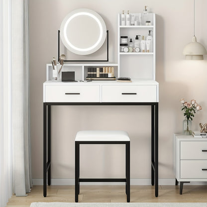 Makeuptafel – Kaptafel – Schminktisch – Vanity Tafel – Makeup Bureau – 360° Draaibare Spiegel – Verstelbare Hoogte