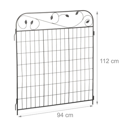 Tuinomheining – Tuinafscheiding – Tuinhek – Sieraad Voor Tuin – 4-Delige Set – Zwart Gecoat IJzer – 375 cm Lang