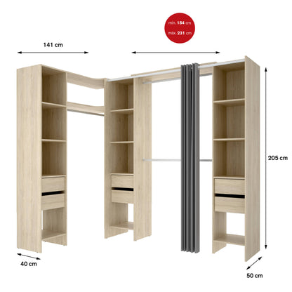 Large Alanno Wardrobe, Bedroom Storage Cabinet, Clothes Cabinet, Hanging Wardrobe, 234x141x205 cm, Available in 2 Colors
