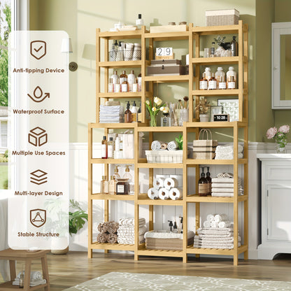 Bamboekast – Badkamermeubel – Opbergkast – Boekenkast – Plantenrek – Duurzaam Bamboe – Groot Formaat 105x30x160,7 cm
