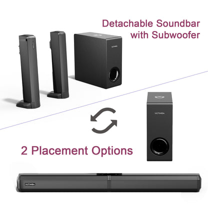 Soundbar – Home Cinema Speaker – Tv Speaker – Draadloze Speaker – Hifi Speaker – 4.1-Kanaals Geluidssysteem – Afneembaar Design Met Draadloze Subwoofer