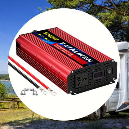 Power Inverter 12V naar 220V – Spanningsomvormer – Omvormer – DC-AC Converter – 5000W Vermogen – 2 Stopcontacten – LCD Display – Robuuste Metalen Behuizing
