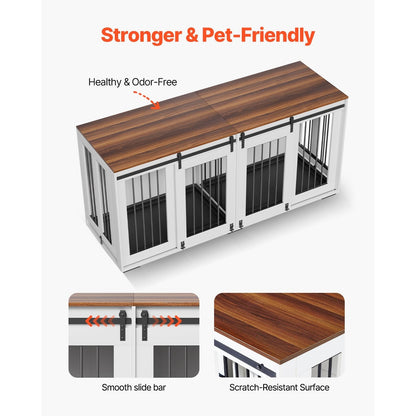 Hondenbench – Hondenkooi – Hondenhok – Hondenkooi Meubel – Bench Voor Grote Honden – 72 Inch – Houten Bank – Uitneembare Plastic Trays