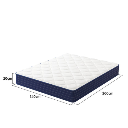 Hybride Matras – Pocketveren Matras – Binnenvering Matras – Schuimmatras – Medium Stevig Matras – 140x200x20 cm – Ademend Ontwerp – Schokabsorptie Technologie