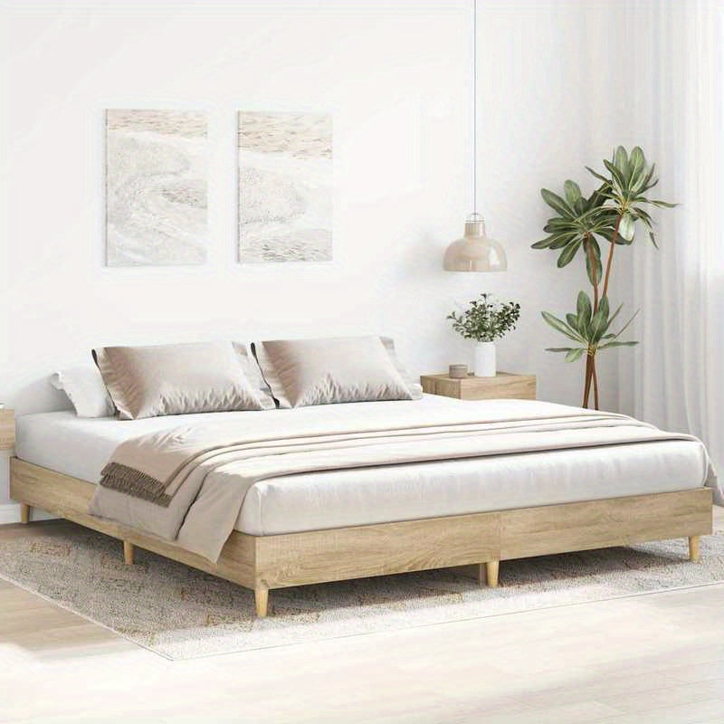 Bedframe – Houten Bed – Tweepersoonsbed – Koninklijk Bed – Eenpersoonsbed – Sonoma Eiken – 160x200 cm – Stevig en Duurzaam